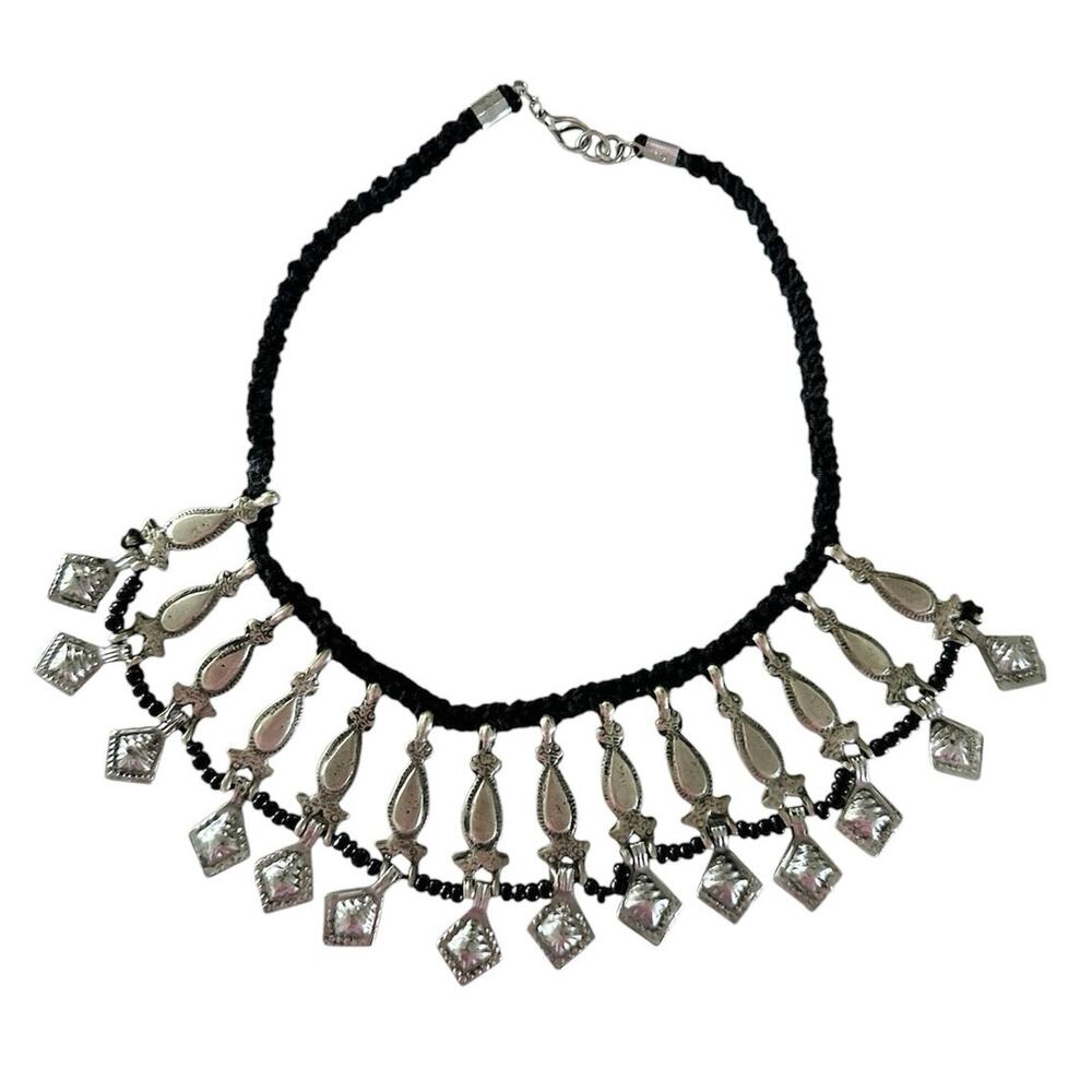 Belly dancer necklace bohemian hippie Vintage Handmade Jewelry silver jingly